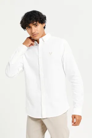 Men White Button Down Oxford Shirt