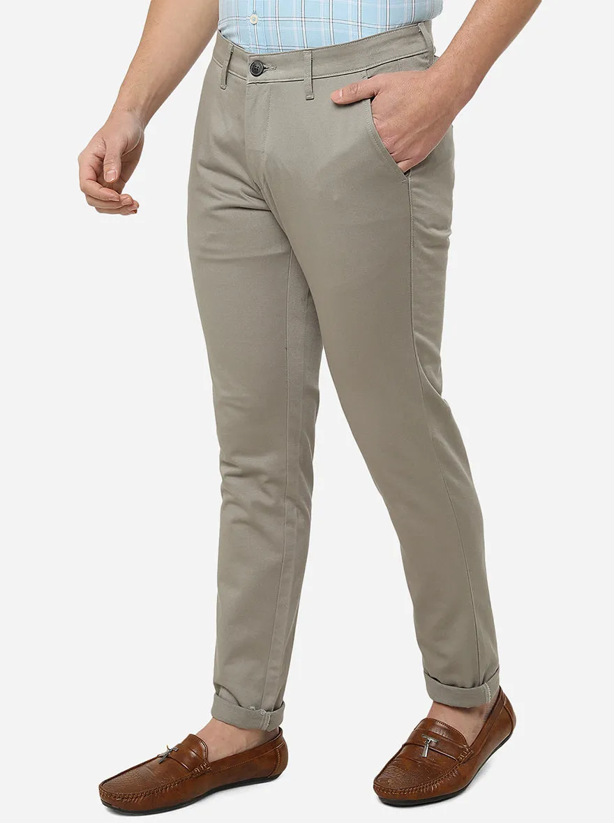 Metal Grey Solid Neo Fit Casual Trouser | Greenfibre