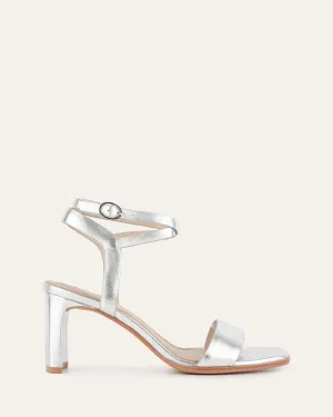 NATSU MID HEEL SANDALS SOFT SILVER LEATHER