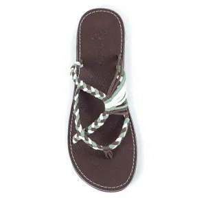 Oceanside Beach Flip Flops for Women | Green Taupe White