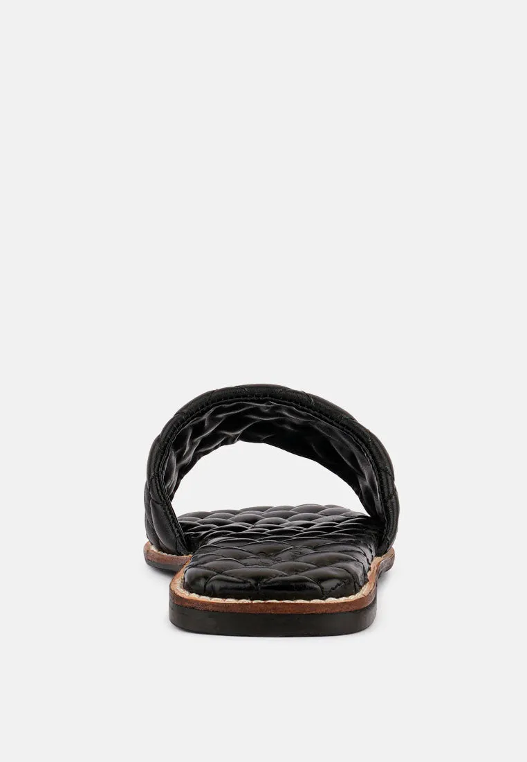 ODALTA Black Handcrafted Quilted Summer Flats