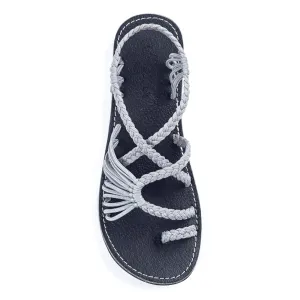 Palm Leaf Flat Women's Sandals | Urban Gray