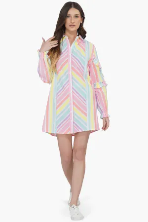 Pastels Yarn Dyed Stripe Shirt Dress