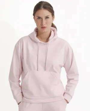 Rareism Women Choice Light Pink Poly Cotton Fabric Full Sleeves Hooded Regular Fit Plain Sweatshirt