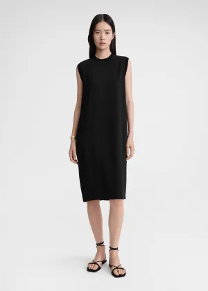 Rib-edge shift dress black