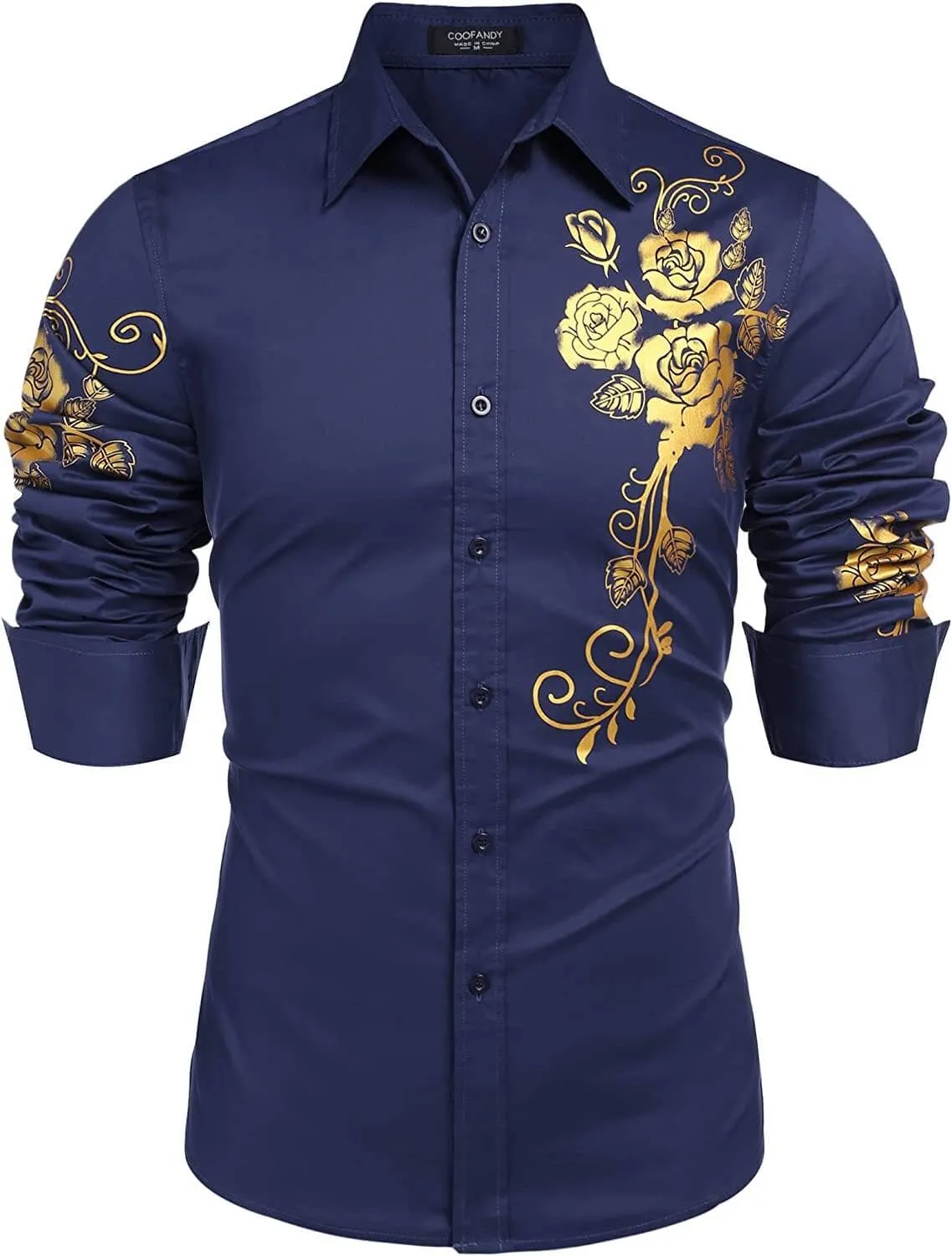 Rose Printed Slim Fit Dress Shirts (US Only)