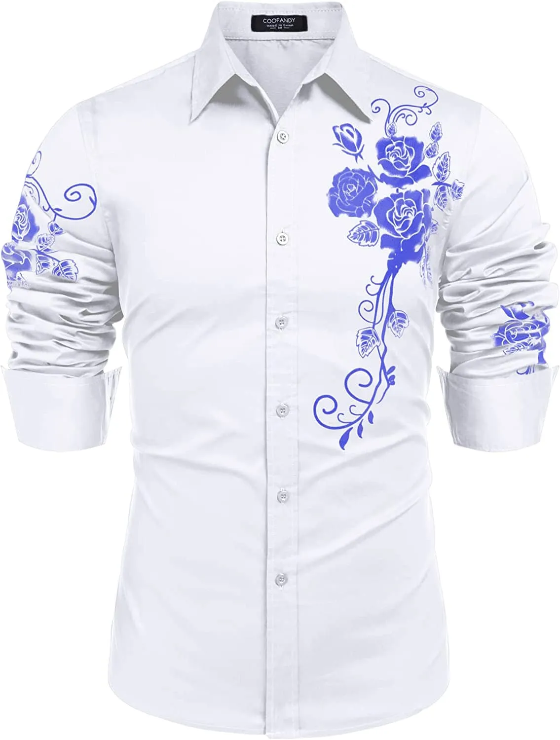 Rose Printed Slim Fit Dress Shirts (US Only)