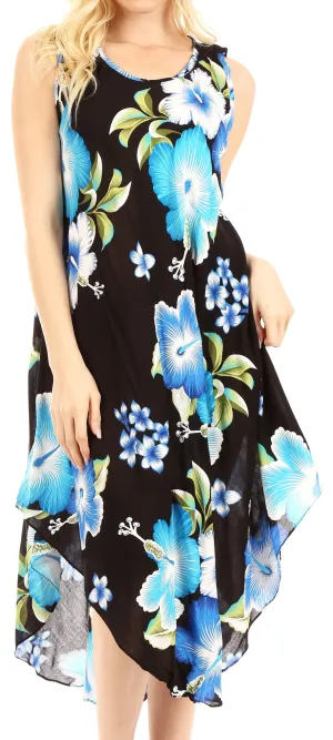 Sakkas Clara Women's Casual Summer Sleeveless Sundress Loose Floral Print Dress