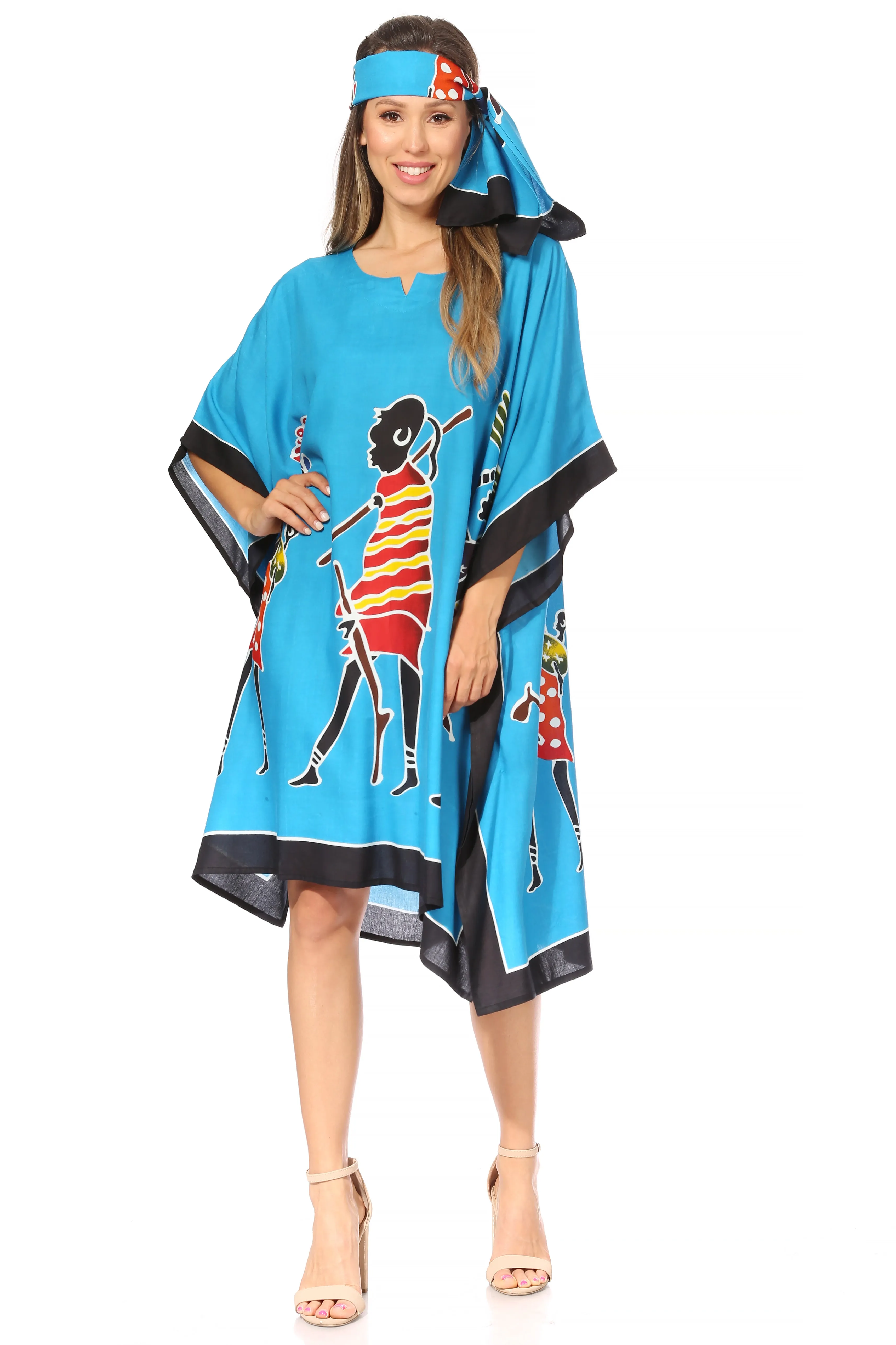 Sakkas Trina Women's Casual Loose Beach Poncho Caftan Dress Cover-up Many Print