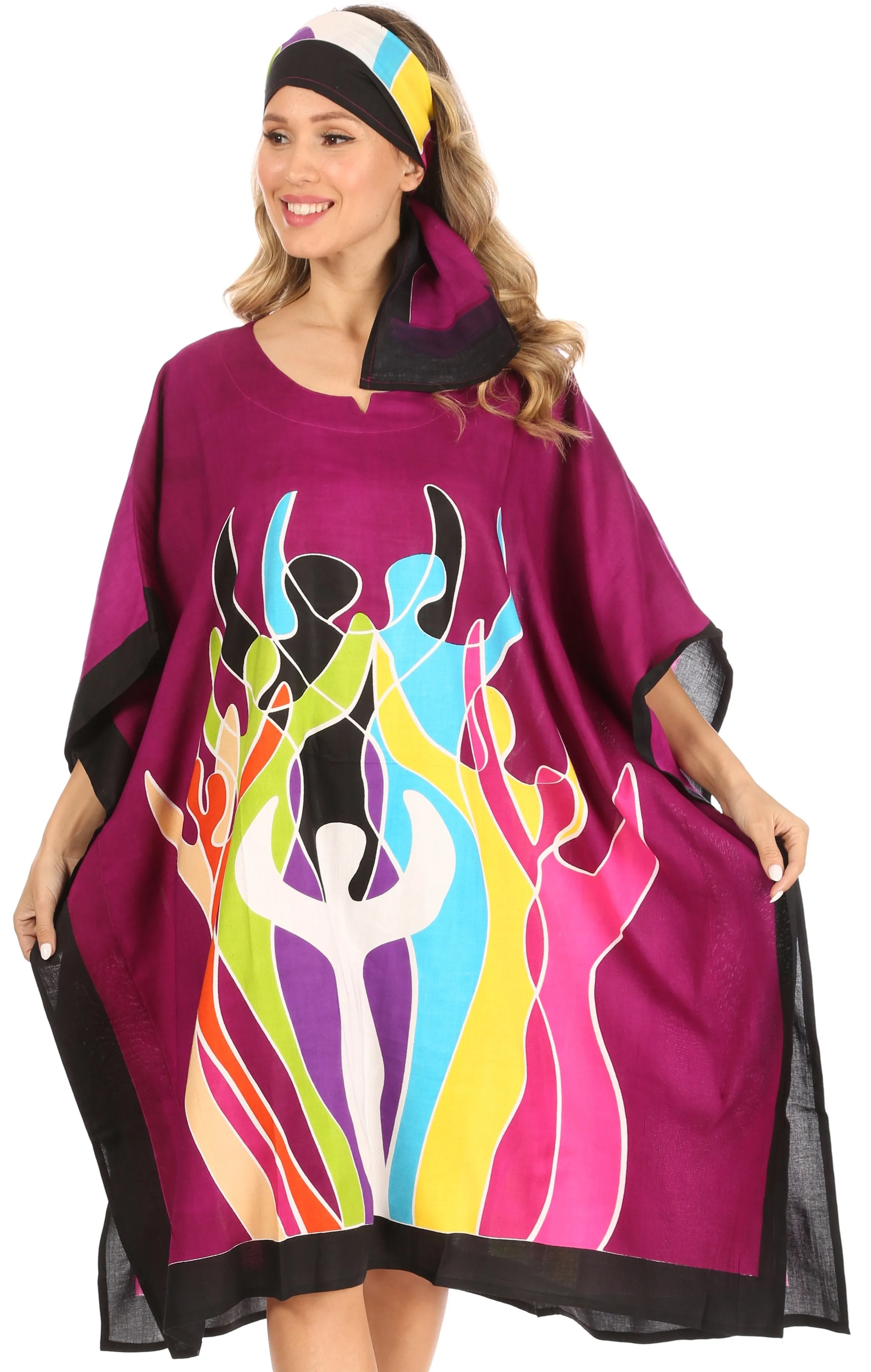 Sakkas Trina Women's Casual Loose Beach Poncho Caftan Dress Cover-up Many Print