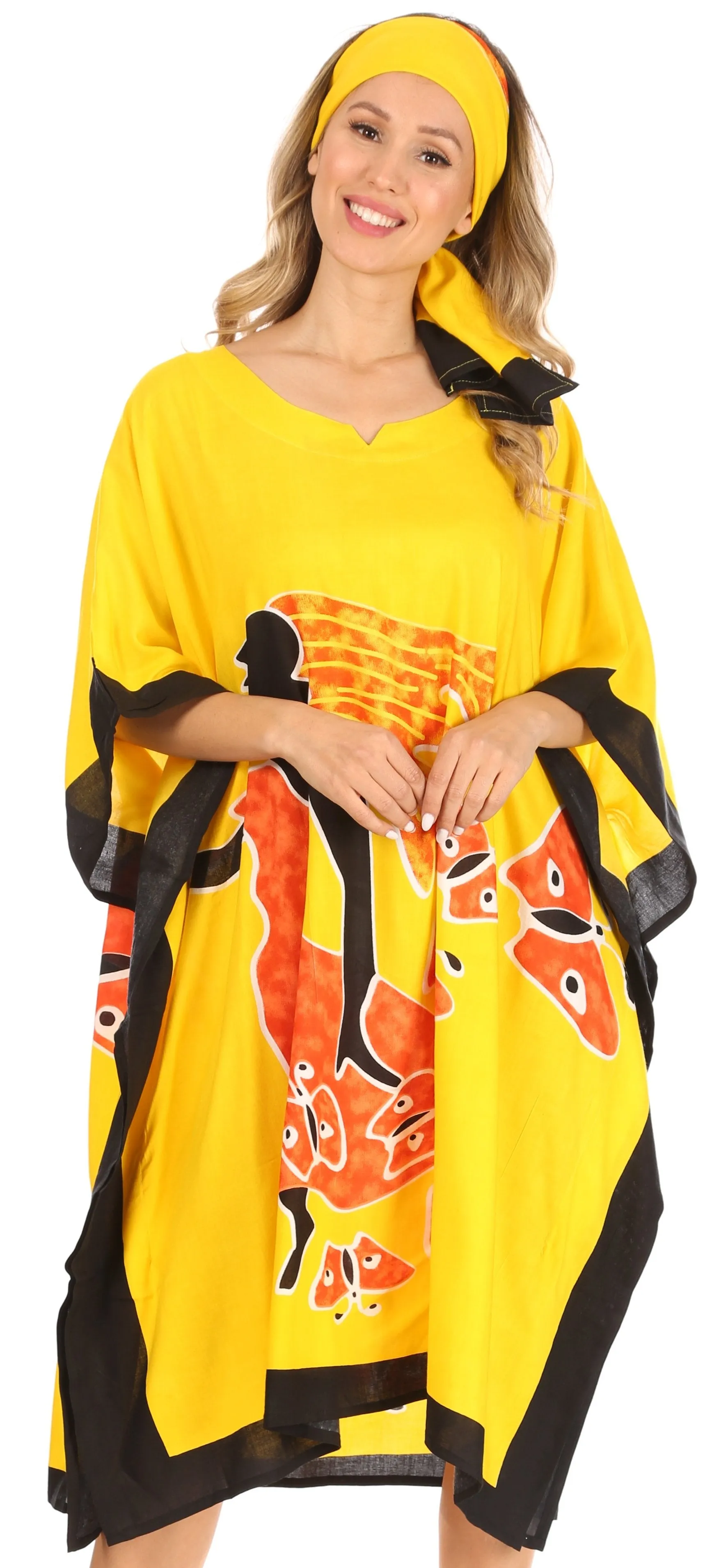 Sakkas Trina Women's Casual Loose Beach Poncho Caftan Dress Cover-up Many Print