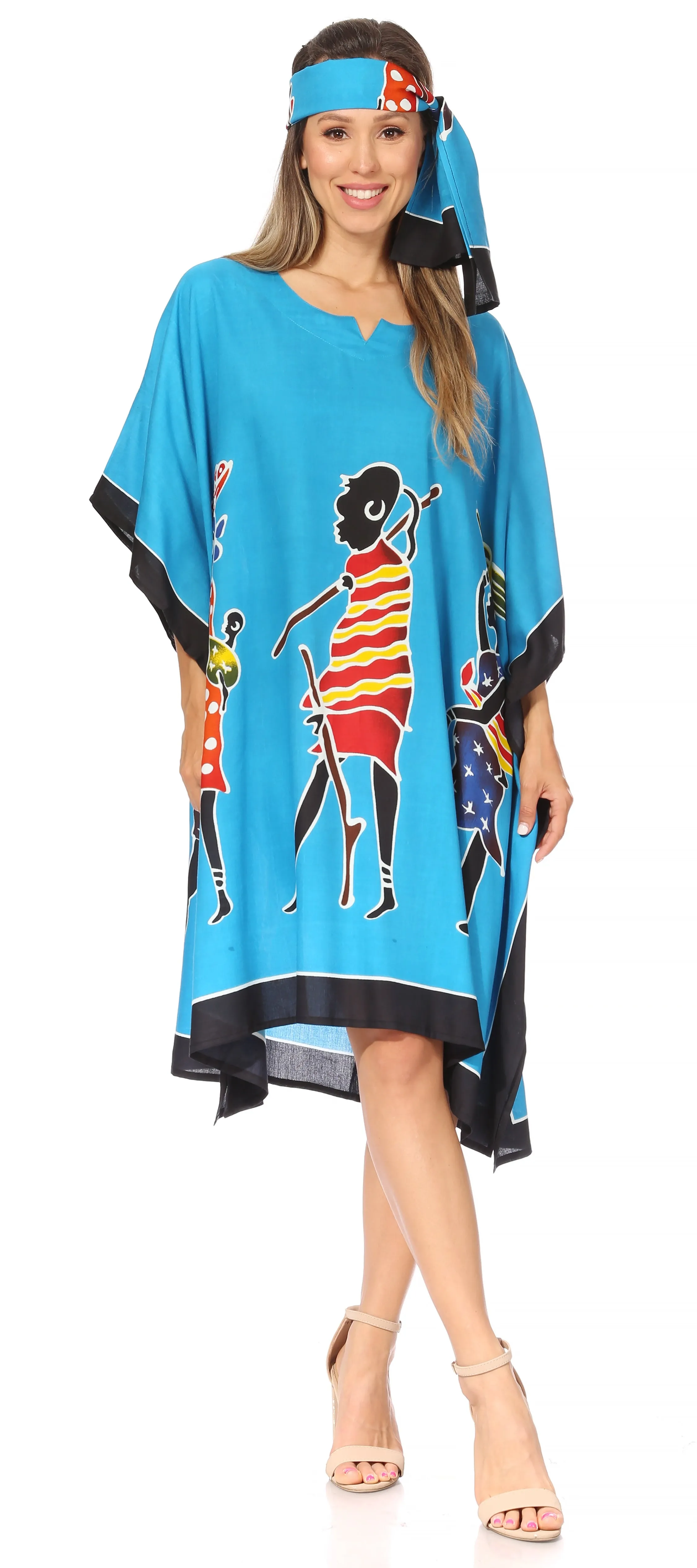 Sakkas Trina Women's Casual Loose Beach Poncho Caftan Dress Cover-up Many Print