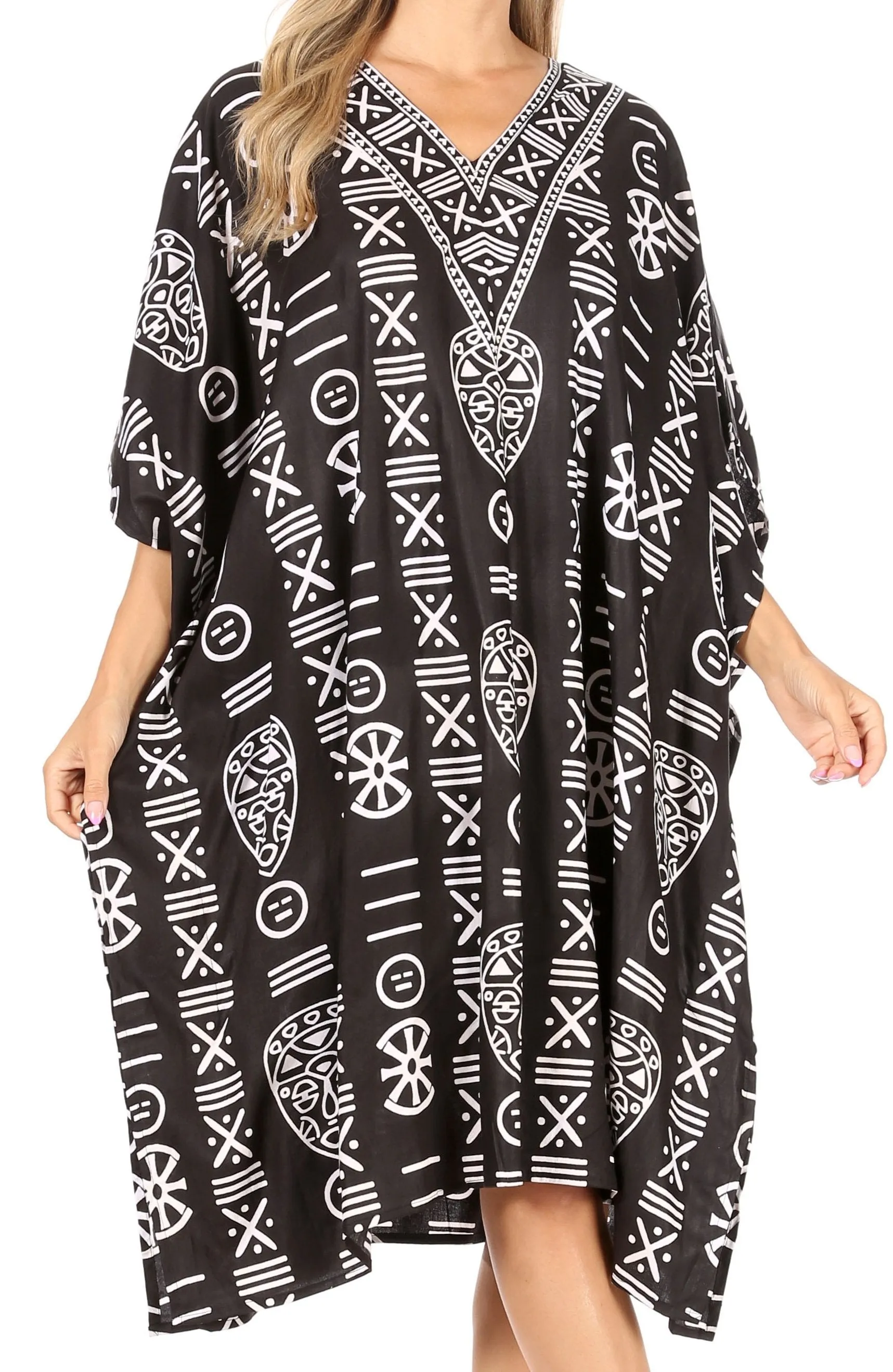 Sakkas Trina Women's Casual Loose Beach Poncho Caftan Dress Cover-up Many Print