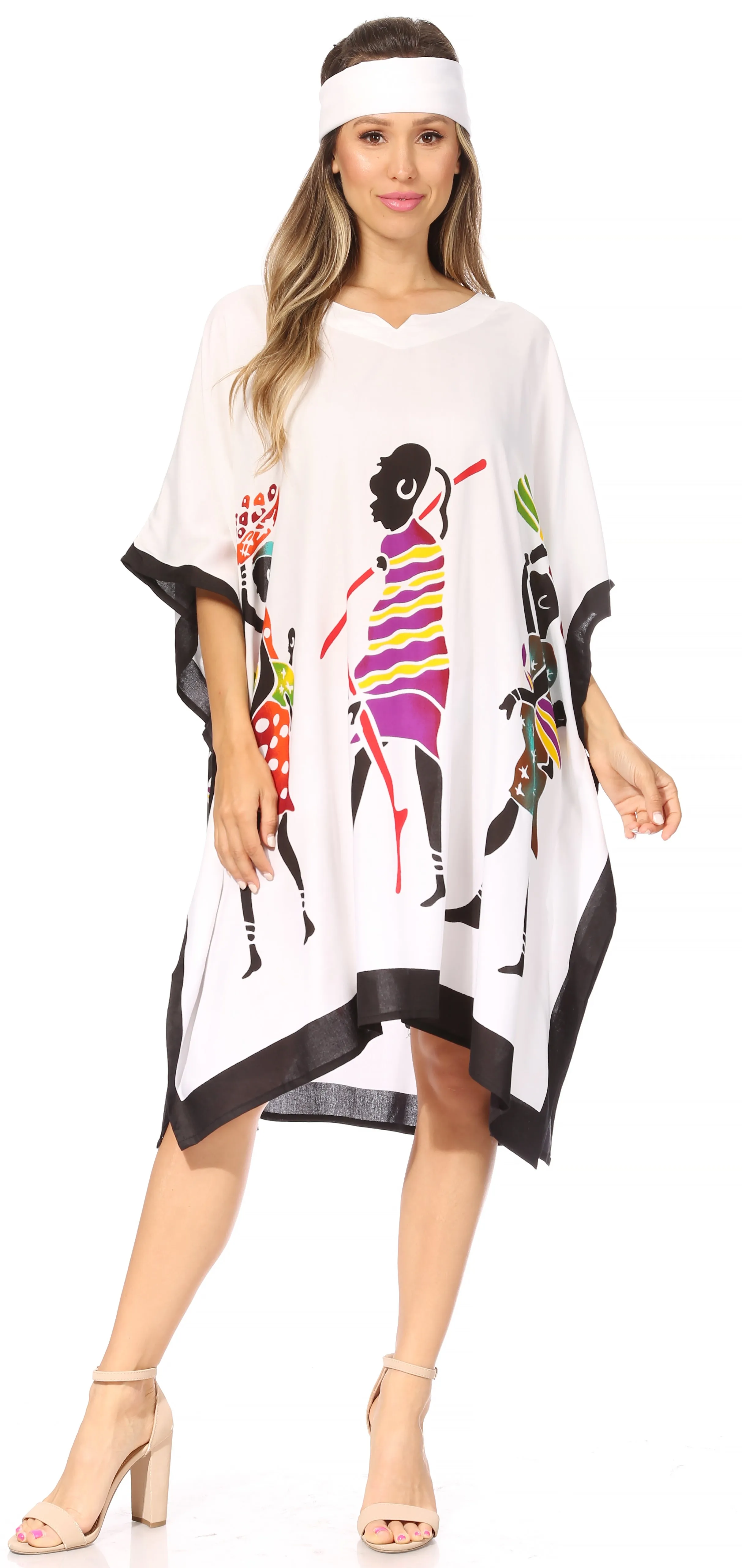 Sakkas Trina Women's Casual Loose Beach Poncho Caftan Dress Cover-up Many Print