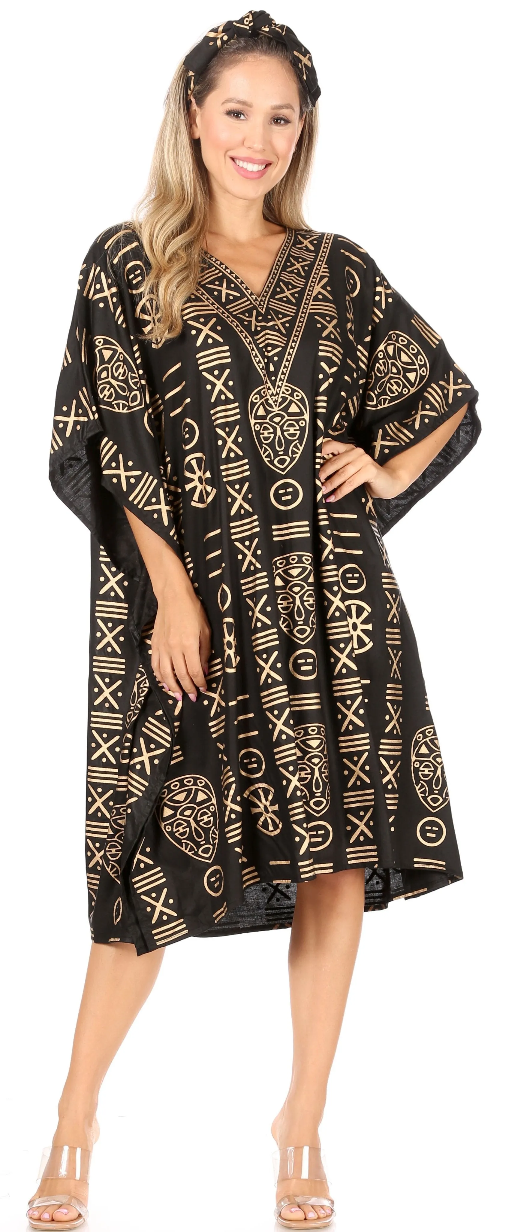 Sakkas Trina Women's Casual Loose Beach Poncho Caftan Dress Cover-up Many Print