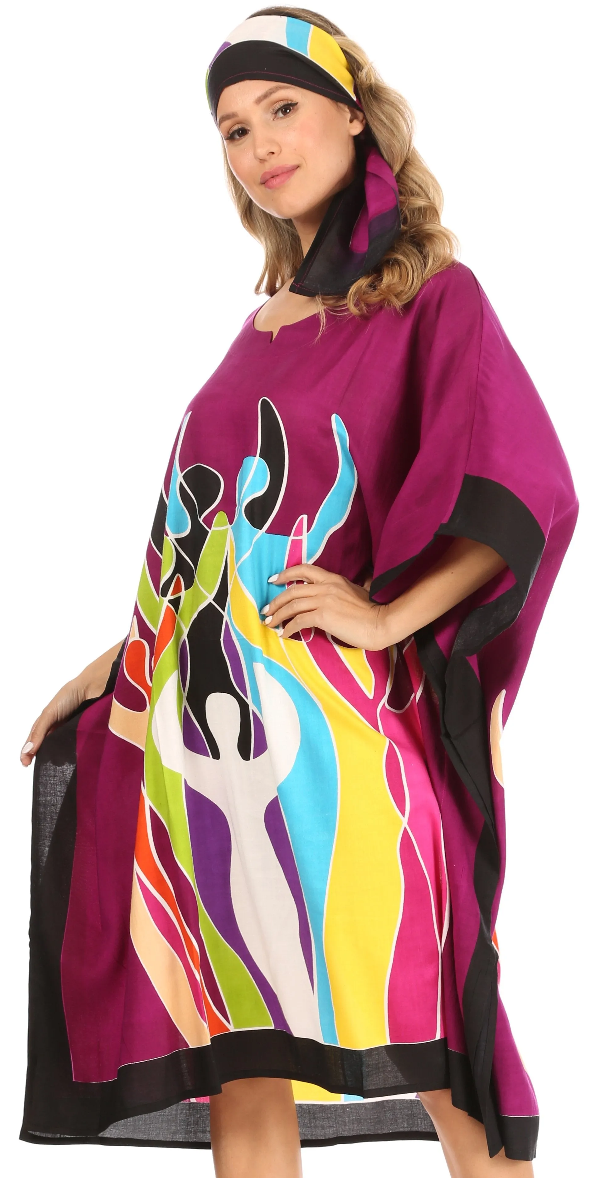 Sakkas Trina Women's Casual Loose Beach Poncho Caftan Dress Cover-up Many Print