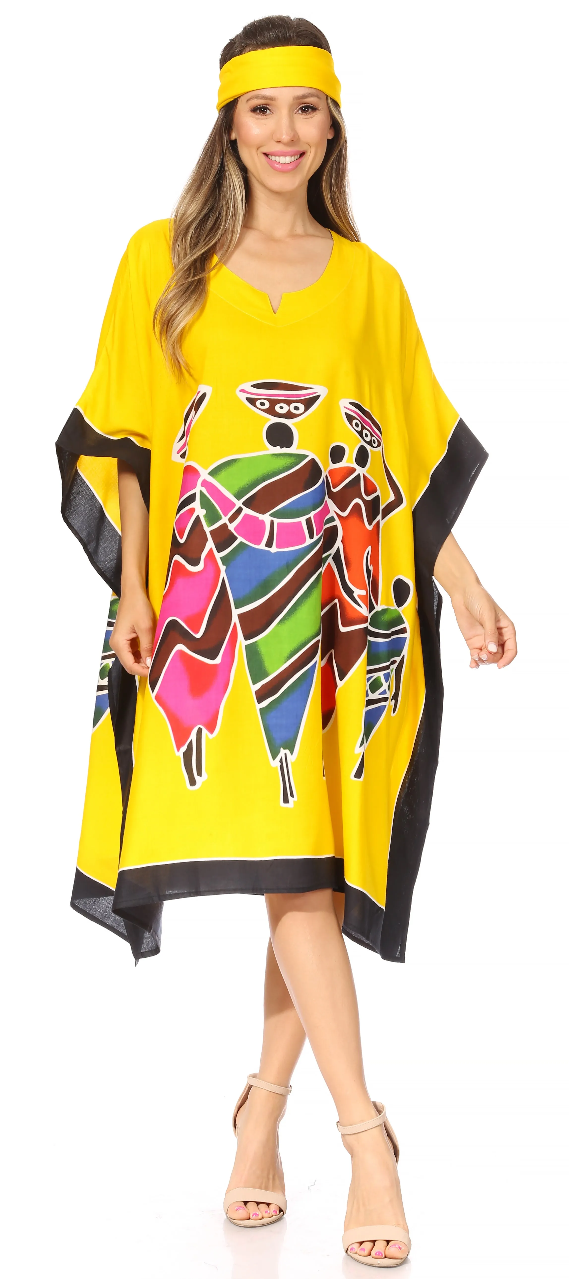 Sakkas Trina Women's Casual Loose Beach Poncho Caftan Dress Cover-up Many Print