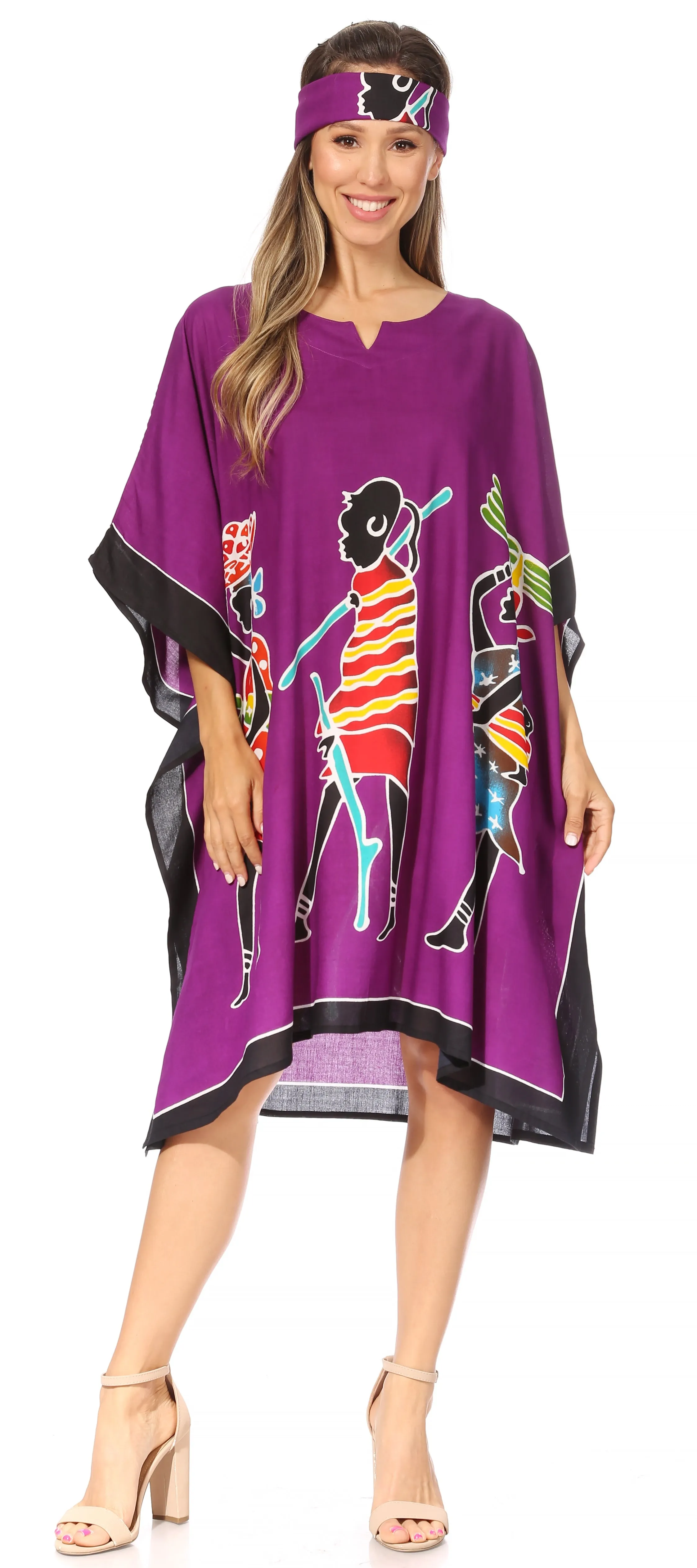 Sakkas Trina Women's Casual Loose Beach Poncho Caftan Dress Cover-up Many Print