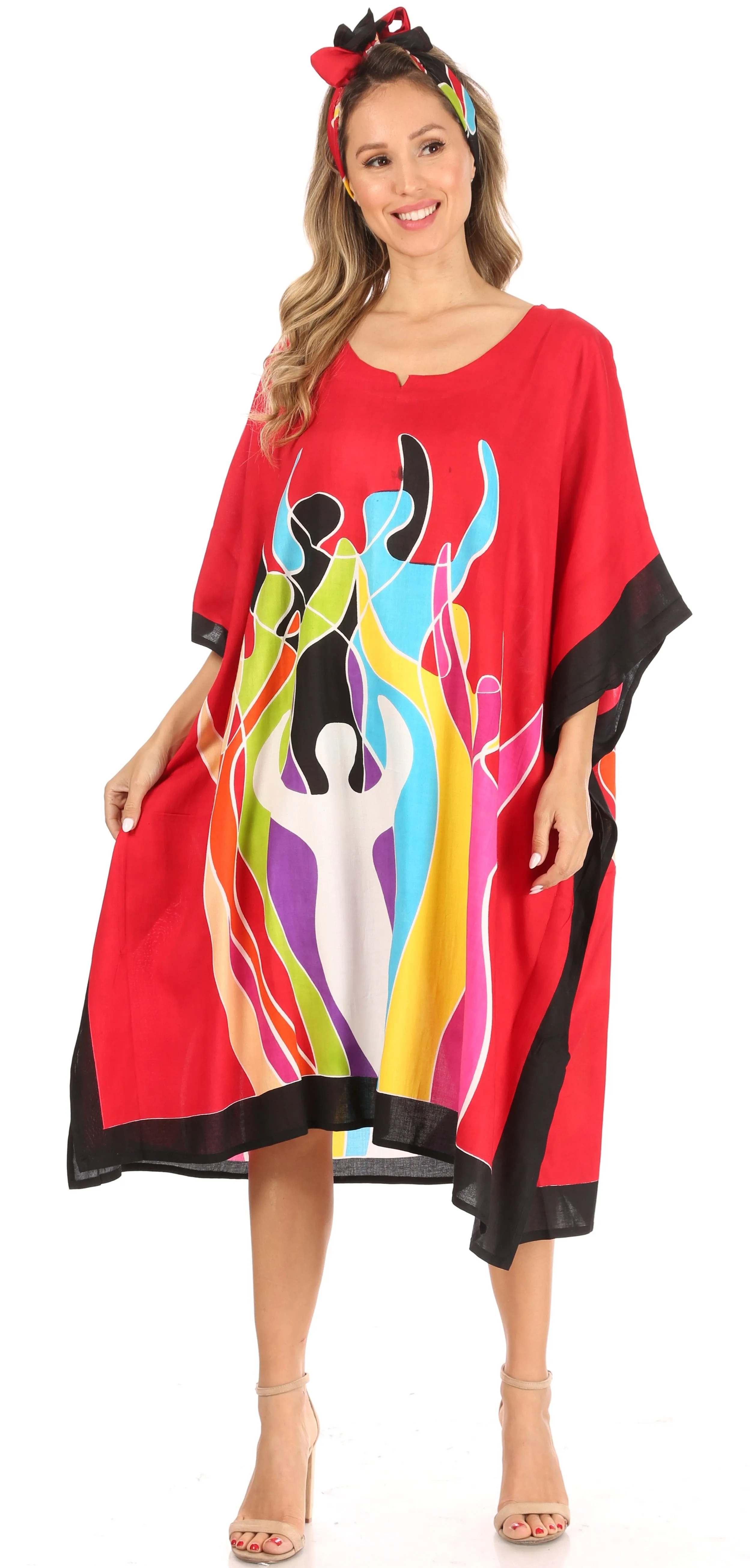 Sakkas Trina Women's Casual Loose Beach Poncho Caftan Dress Cover-up Many Print