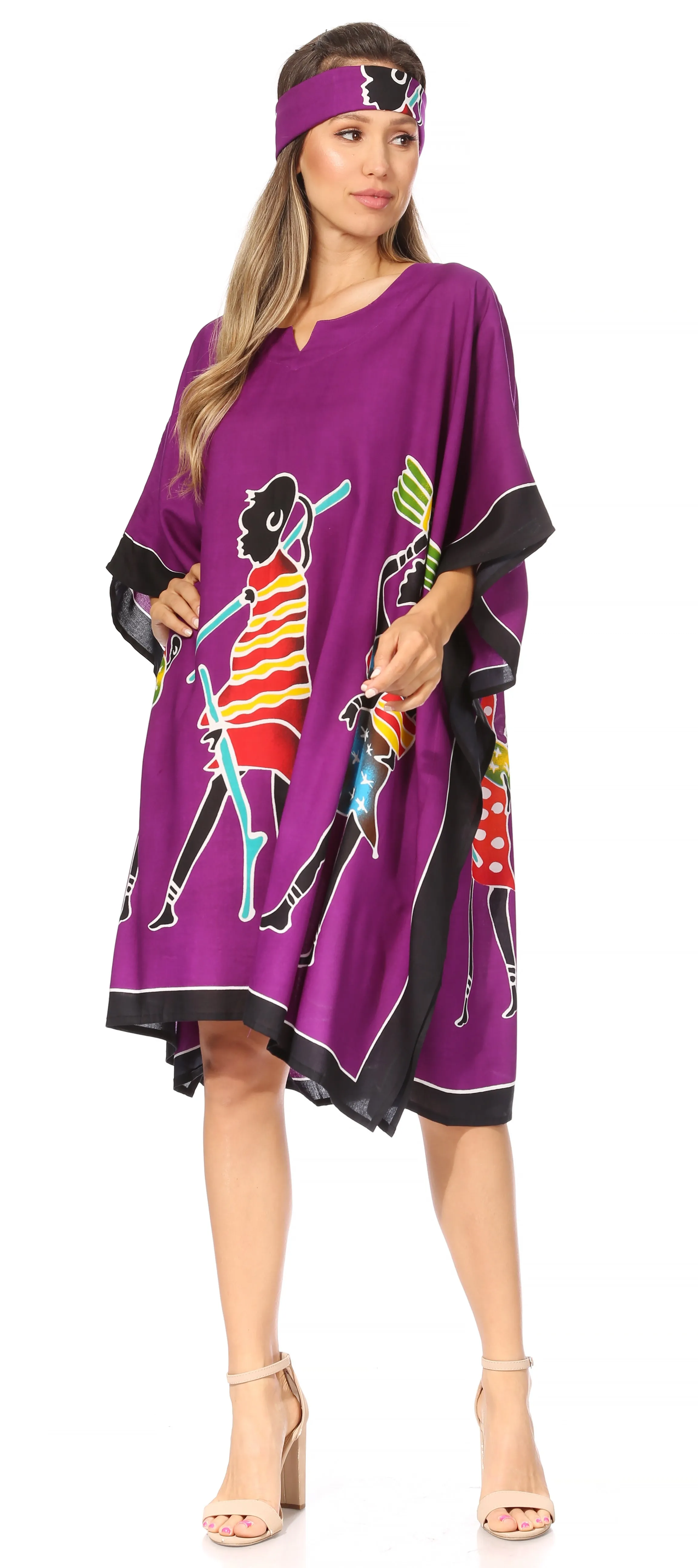 Sakkas Trina Women's Casual Loose Beach Poncho Caftan Dress Cover-up Many Print