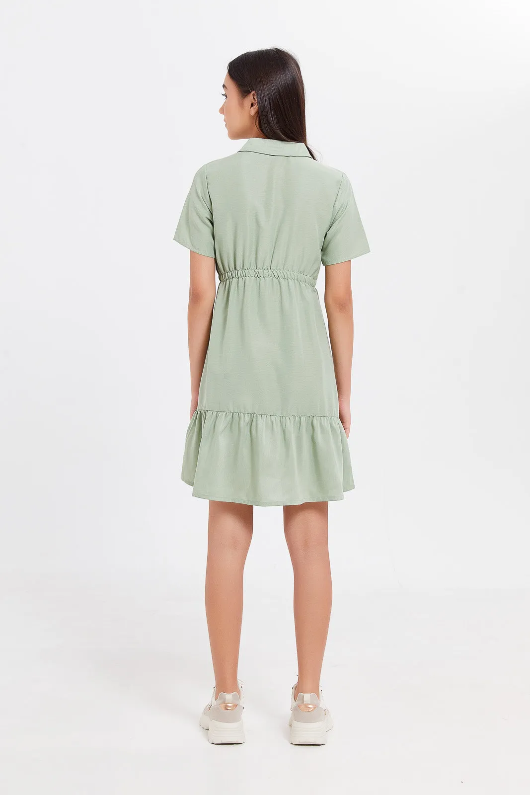 Senior Girls Green Shirt Dress