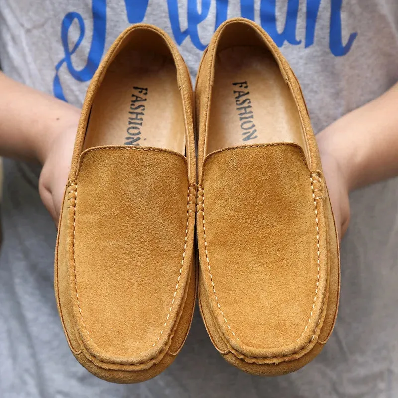 Suede Leather Round Toe Loafers