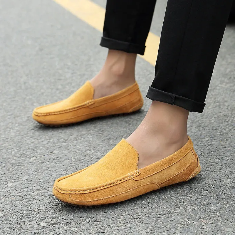 Suede Leather Round Toe Loafers