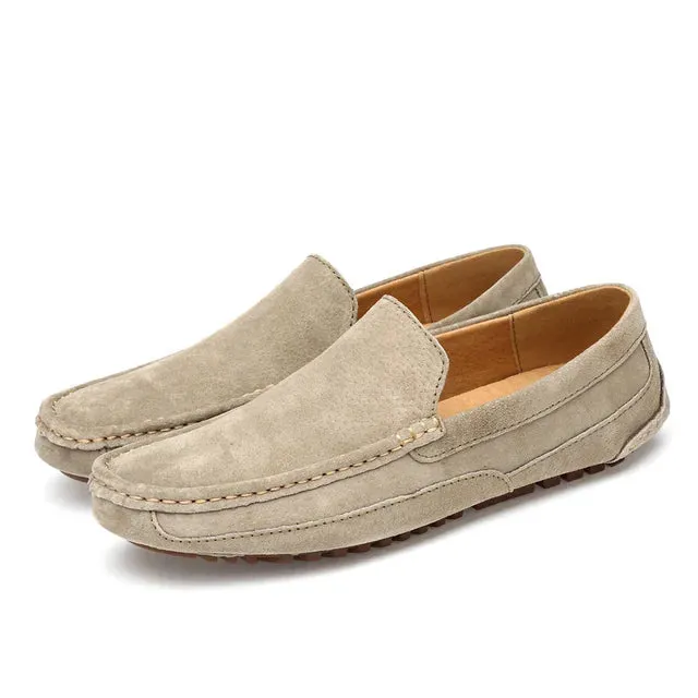 Suede Leather Round Toe Loafers