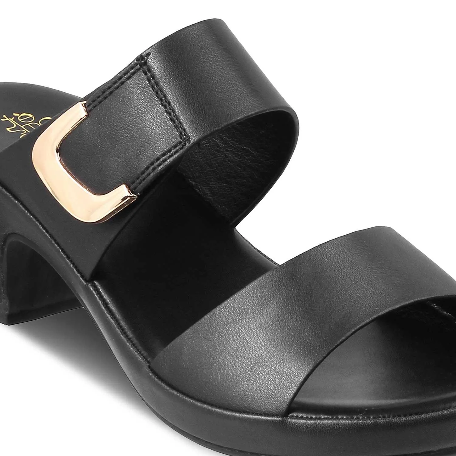 The Bonavista Black Women's Casual Block Heel Sandals Tresmode