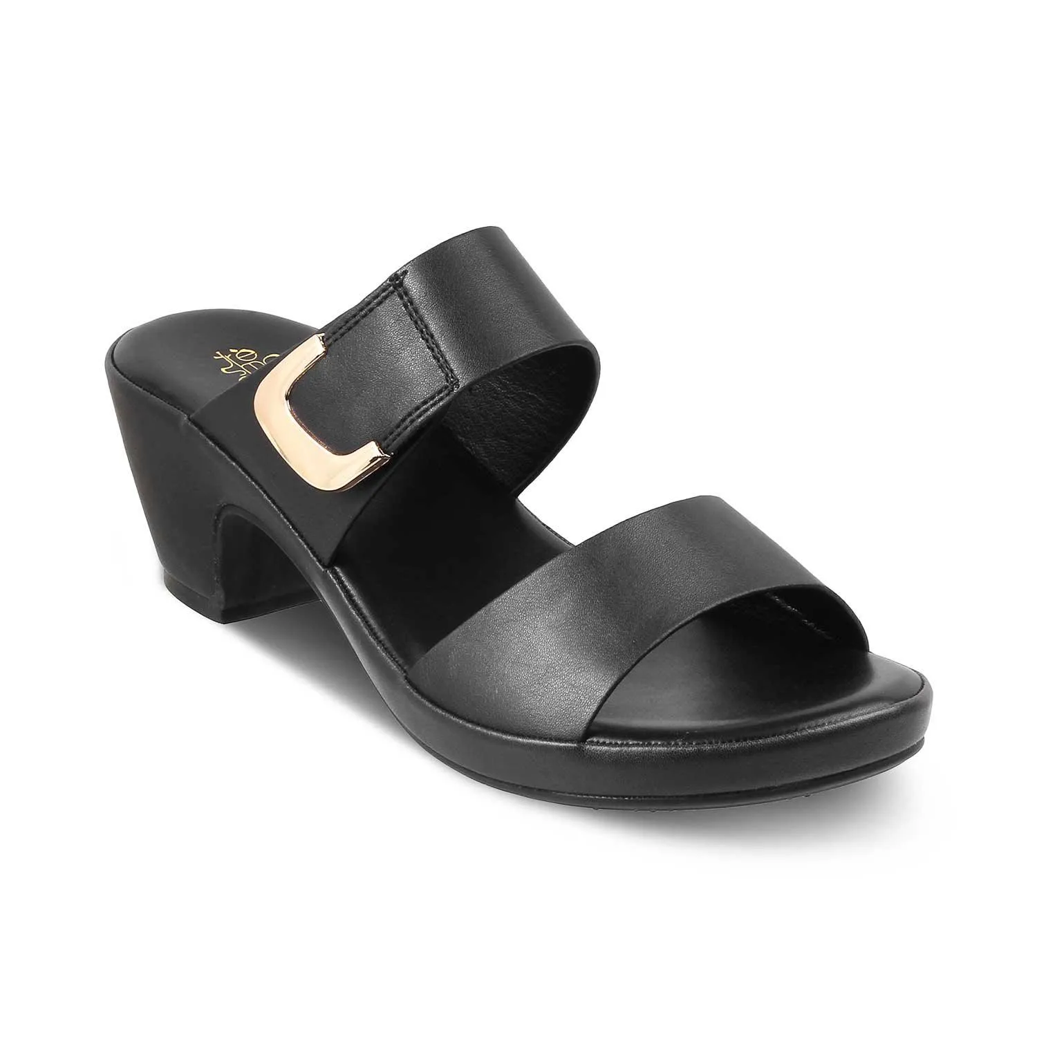 The Bonavista Black Women's Casual Block Heel Sandals Tresmode