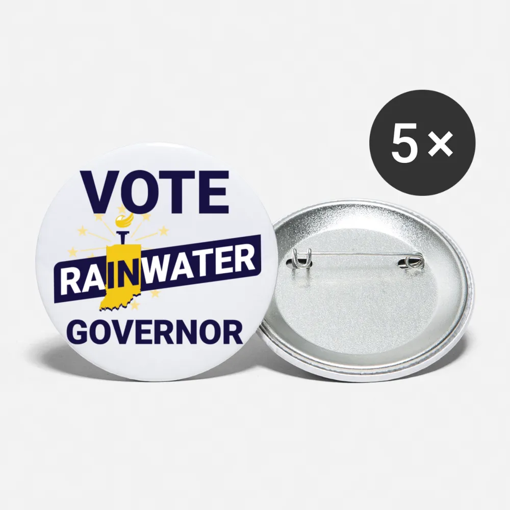 VOTE Rainwater Governor Buttons (White) Buttons large 2.2'' (5-pack)