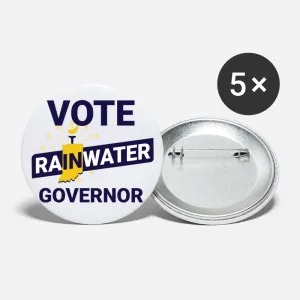 VOTE Rainwater Governor Buttons (White) Buttons large 2.2'' (5-pack)