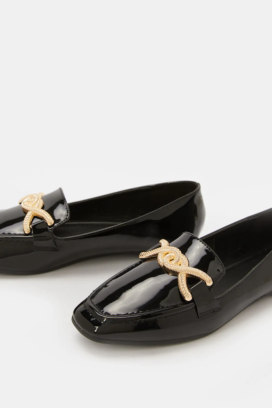 Women Black Loafer With Trim