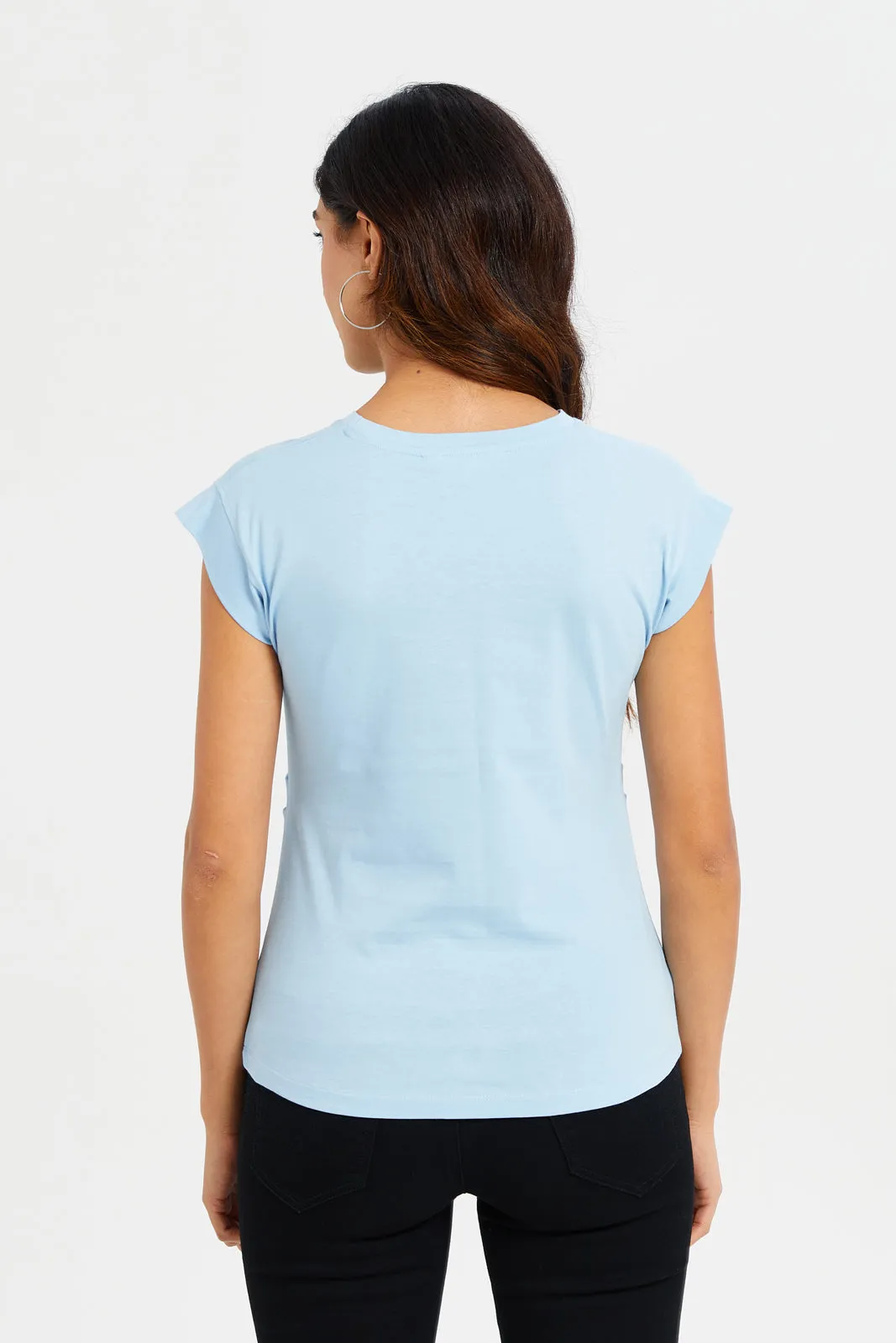 Women Blue Printed T-Shirt