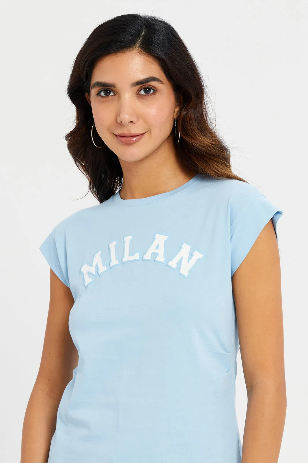 Women Blue Printed T-Shirt