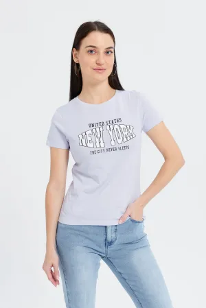 Women Lilac New York Printed T-Shirt