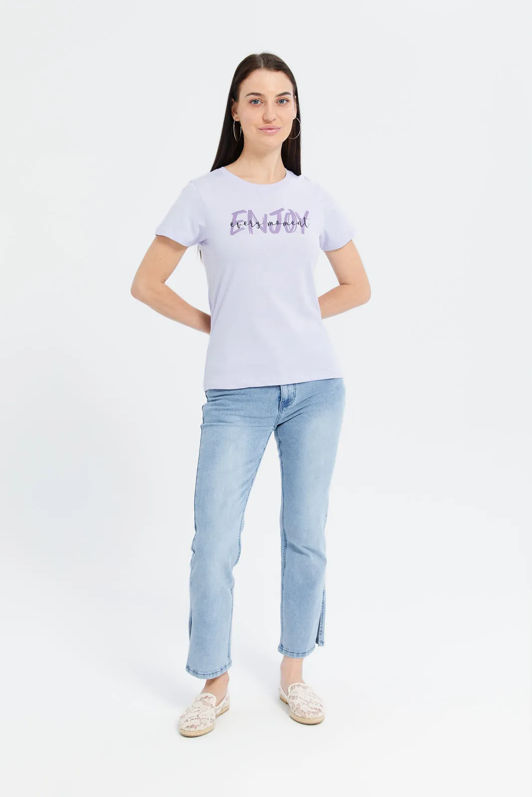 Women Mauve Enjoy Printed T-Shirt