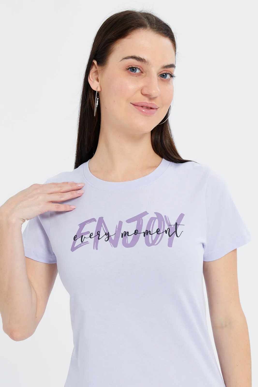 Women Mauve Enjoy Printed T-Shirt